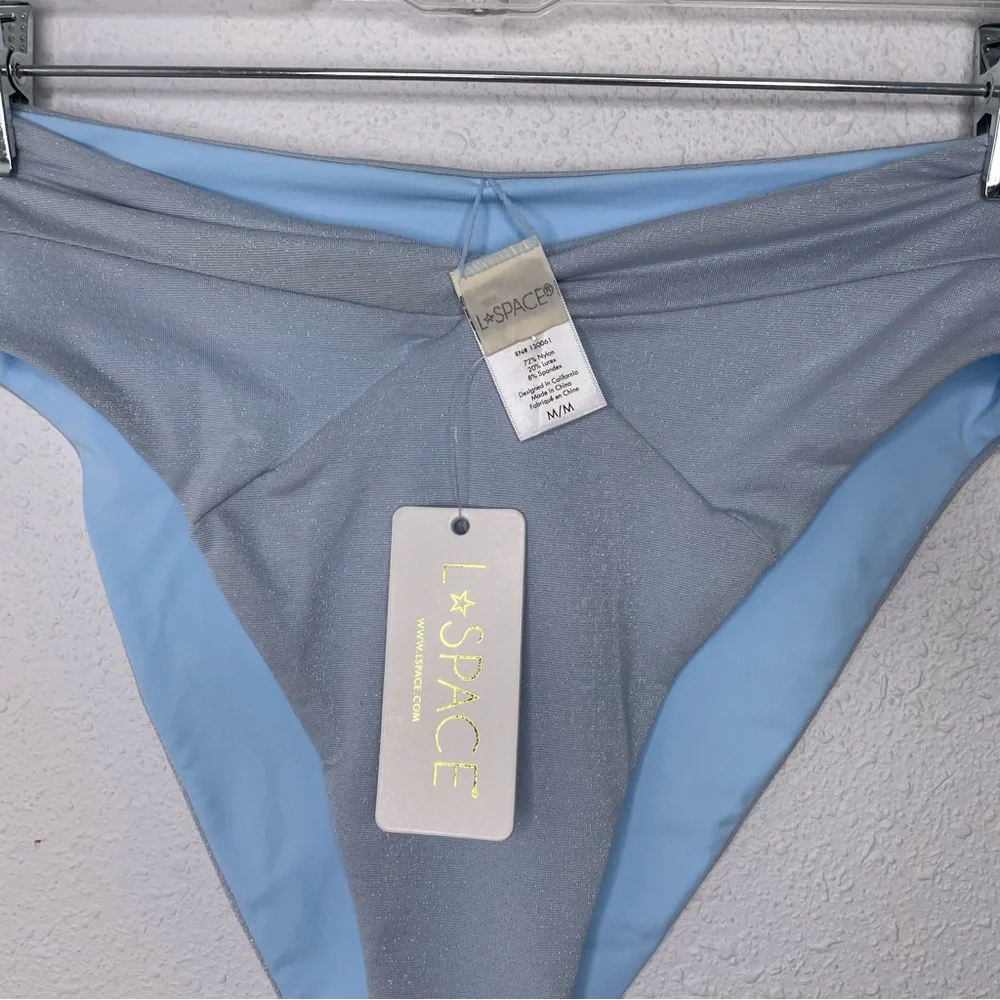 New L*Space Nancy Lee Bitsy Swim Bottoms in Shimmery Light Blue size M